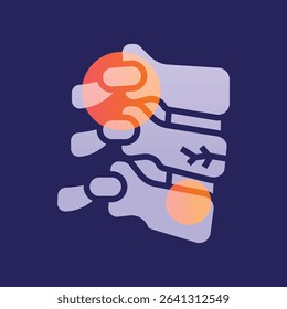 vertebral fracture  glassmorphism illustration. Transparency blur elements. Ui layered design. Vector isolated element. 