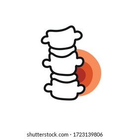 vertebral pain doodle icon, vector illustration