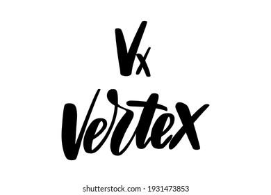 Vertex. Black ink handwriting. Astrology natal birth chart symbol. Inspirational brush lettering. Vector stock illustration isolated on white background. 