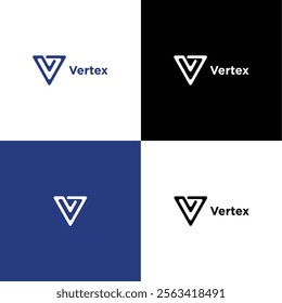 Vertex Minimalist V-Inspired Logo with Modern and Geometric Design

