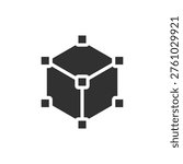 Vertex points selection cube icon. 3D modeling vertex editing concept. Monochrome black and white symbol