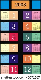 Vertical 2008 calendar in vector
