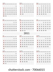 Vertical 2011 Calendar Template Stock Vector (Royalty Free) 70066015 ...