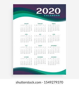 vertical 2020 calendar design template