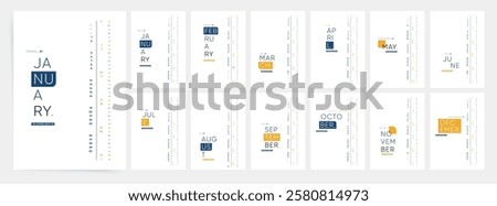 Vertical 2026 Calendar, Typography Classic Yearly Corporate Calendar Mockup with Abstract Style for 2026 year