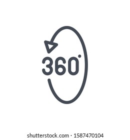 Vertical 360 degree rotation line icon. Angel 360 degree vector outline sign.