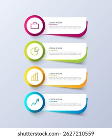 Vertical 3D infographic template for business presentations, reports or instructions. Four steps to success infographic with icons