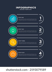 Vertical 4 steps infographic design template with icons. Vector illustration