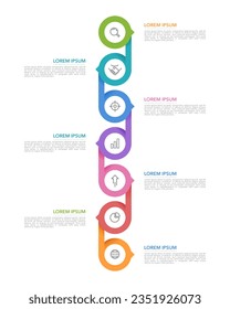 Vertical 7 process infographic circle to success. Vector illustration.