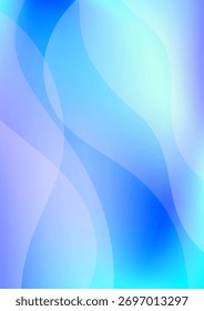 A vertical A4 abstract vector background with blue and aqua gradients and beautiful glowing light. Smooth curves and soft waves create a dreamy, elegant feel for modern designs and wallpapers.