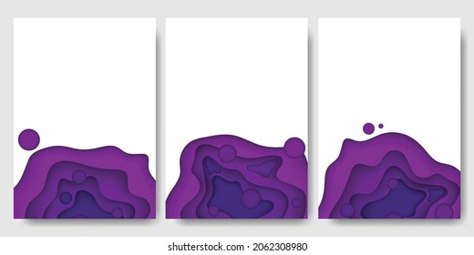 Banner vertical A4 con fondo abstracto 3D con ondas de corte en papel Para presentaciones, portadas de libros, afiches, publicidad.