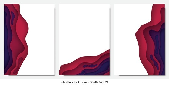 Vertical A4 banners with 3D papercut. illustration