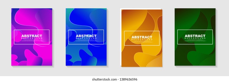 vertical A4 banners with Abstract Background. Fluid shapes with gradient elements Vector Illustrationfor cover, banner, business card, presentation, print, brochure, poster, flyer, web, landing page