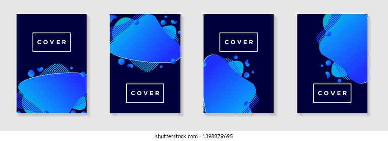 vertical A4 banners. Cover Design with Abstract flowing liquid shapes background. Vector Illustration for cover, banner, card, presentation, print, brochure, poster, flyer, ads, web, landing page