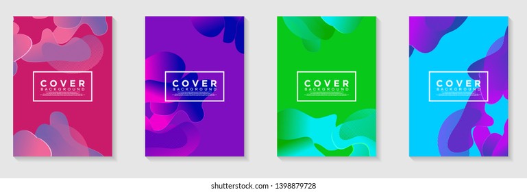 vertical A4 banners. Cover Design with Abstract flowing liquid shapes background. Vector Illustration for cover, banner, card, presentation, print, brochure, poster, flyer, ads, web, landing page