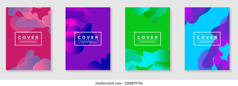 vertical A4 banners. Cover Design with Abstract flowing liquid shapes background. Vector Illustration for cover, banner, card, presentation, print, brochure, poster, flyer, ads, web, landing page
