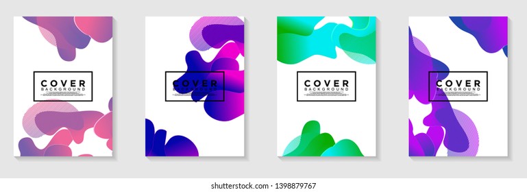 vertical A4 banners. Cover Design with Abstract flowing liquid shapes background. Vector Illustration for cover, banner, card, presentation, print, brochure, poster, flyer, ads, web, landing page