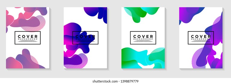 vertical A4 banners. Cover Design with Abstract flowing liquid shapes background. Vector Illustration for cover, banner, card, presentation, print, brochure, poster, flyer, ads, web, landing page