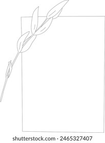 Vertical a4 paper line art with olive branch mockup