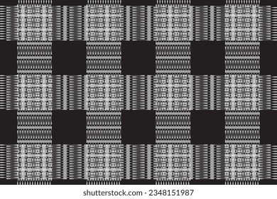 Vertical aand horizontalof stripe dash pattern vector. Design overlaping weaving lines white on black background. Design print for illustration, textile, texture, wallpaper, background. Set 10