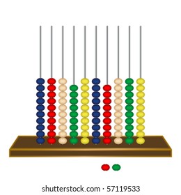 Vertical Abacus Against White Background, Abstract Vector Art Illustration