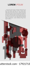 Vertical abstract background of bright geometric shapes. Template for message, banner. Vector illustration. Place for text.