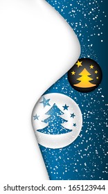vertical abstract background with a Christmas tree and falling snow