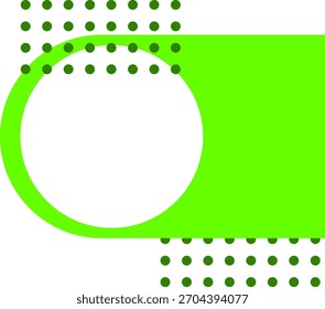 Plano de fundo abstrato vertical com forma de círculo e acentos geométricos pontilhados em verde