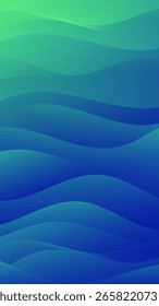 Vertical abstract background with flowing tranquil blue-green texture