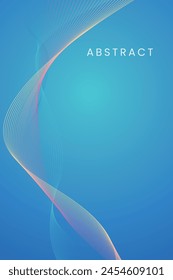 Vertical abstract background with abstract pink and turquoise waves. Vector.