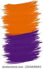 Vertikale abstrakte Hintergrundstruktur eines Pinselstrichs in trendigen Halloween-Tönen orange und violett.