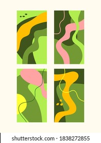 Vertical abstract backgrounds. Modern templates for social media. Vector illustration drawn by hand.