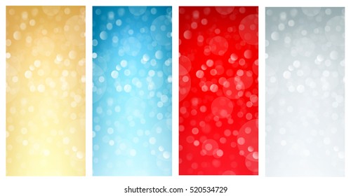 Vertical Abstract Banner Set - Golden, Silver, Blue and Red
