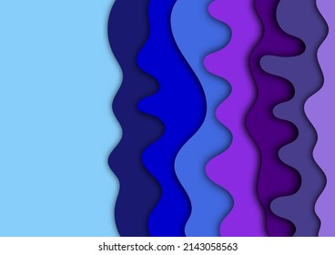 Vertical abstract banners with 3D with paper cut waves .Contrast colors. Vector design layout