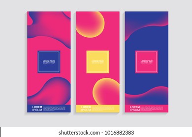 Pancarta borrosa abstracta vertical. Modernos fondos abstractos. Tapa de líquido colorida para carteles, pancartas, volantes y presentaciones.  Conjunto holográfico degradado para pantallas y aplicaciones móviles. Color suave y moderno.