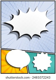 vertikaler abstrakter Comic, Pop Art Cartoon Layout Vorlage Halbton gepunkteter Hintergrund mit Leerzeichen für Ihre Text-Vektorillustration hinzufügen