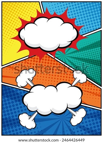 vertical abstract comic book, pop art cartoon layout template halftone dotted background with blank space for add your text vector illustration