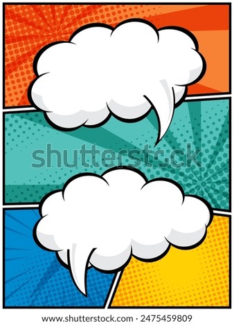 vertical abstract comic book, pop art cartoon layout template halftone dotted background with blank space for add your text vector illustration