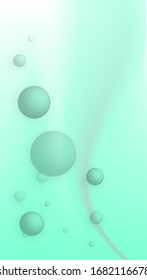 Vertical abstract fresh mint background with light bubbles and gradient. Geometric fantasy