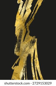 Vertical abstracta de oro pinta trazos y salpica sobre un fondo oscuro, creando un lujoso Anuncio artístico para el uso de diseño y marca premium. Vector