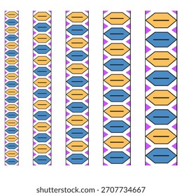 Vertical abstract pattern. Colorful capsule elements. Repeating line Vector motif. Modern texture graphic.