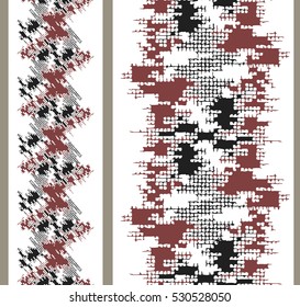Vertical abstract pattern with grunge elements. Vector set of 2.  Fashion design, white background. 
