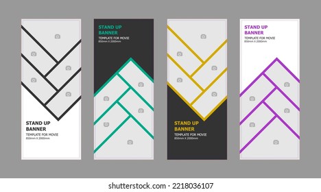 Vertical Abstract Stand Up Roll Up X-banner Info-graphic Vector Business Corporate Advertisement Banner Template for Print. Can be easily adopted to Brochure Flyer Poster Design