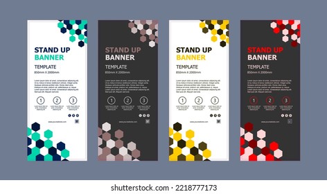 Vertical Abstract Stand Up Roll Up X-banner Info-graphic Vector Healthcare Business, Corporate Advertisement Banner Template for Print. Can be easily adopted to Brochure Flyer Poster Design