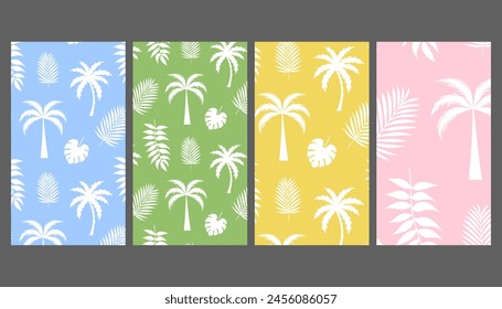 vertical abstract summer background with tropical palm leaves. a place for the text. template for social networks