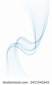 Vertical abstract transparent wave on a white background. Design element.
