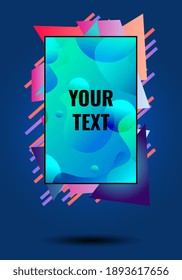 Vertical abstract vector neon, fluid poster illustration for design.