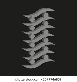 Onda abstracta de Vertical. Línea gris lisa. Elemento de Vector que fluye dinámico. Gráfico de fondo oscuro.