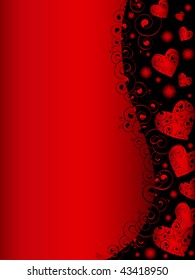 vertical abstract wavy heart frame in red and black with copy-space for your text