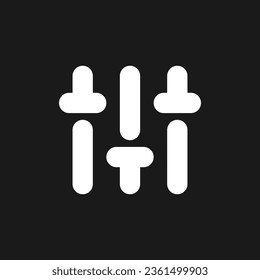 Vertical adjustment dark mode glyph ui icon. Sound control. Music level. User interface design. White silhouette symbol on black space. Solid pictogram for web, mobile. Vector isolated illustration